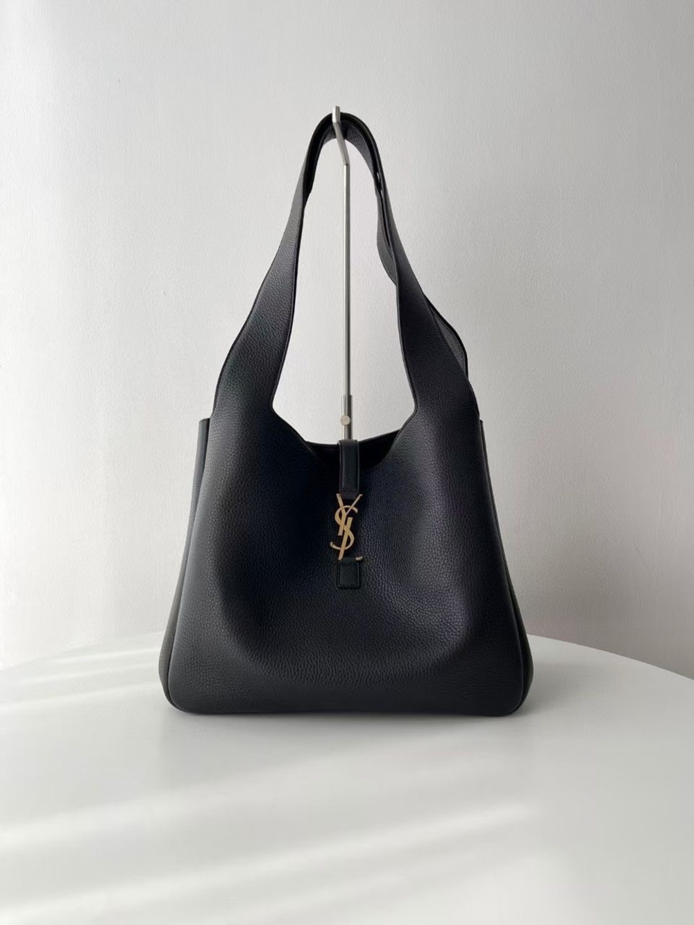 Saint Laurent Black Leather Tote with Gold YSL Charm - Picture 7 of 9